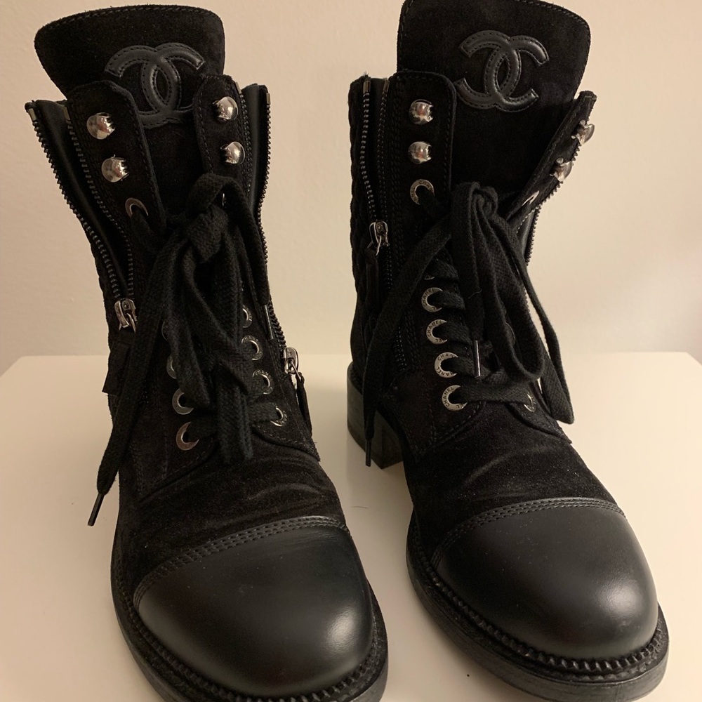 CHANEL Combat Boots, Size 38